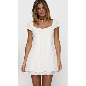 Princess Polly Want Your Love Romper Sz 4 Lace Ruffled Coquette Milkmaid Boho